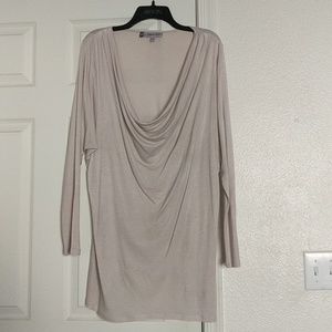 Jennifer Lopez Taupe Cowl Neck Top Dolman Sleeves